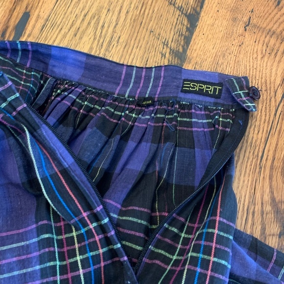 Esprit plaid Full midi Skirt , neon purple 80’s skirt size 11/12 preppy academia - Picture 6 of 6